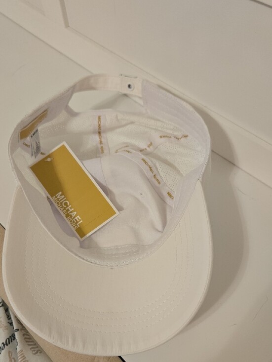 Michael Kors White Embossed MK Patch Baseball Cap Nwt main image 3